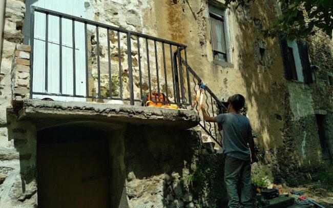 garde corps barreaudé acier fer métal escalier pose recyclé